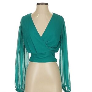 Elegant Teal Wrap Top